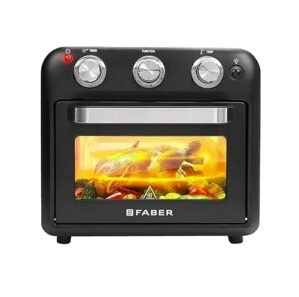 Faber 20 liter 1500 Watts Air Fryer Oven|Fry, Bake, Roast, Toast, Defrost, Grill, Reheat & Broil|85% Less Oil|Temperature & Timer Control, Preset Cooking Options, Convection Function, Auto-Off|(Black)