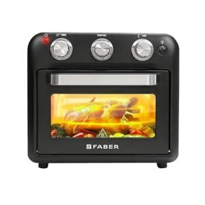 Faber 20 liter 1500 Watts Air Fryer Oven|Fry, Bake, Roast, Toast, Defrost, Grill, Reheat & Broil|85% Less Oil|Temperature & Timer Control, Preset Cooking Options, Convection Function, Auto-Off|(Black)