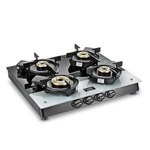 Prestige Svachh Duo Gtsd 04 Sq Toughened Glass With Liftable 4 Burners Gas Stove, Manual Ignition, Glass Ceramic, Black