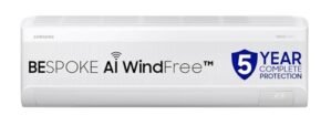 Samsung 1.5 Ton 5 Star Windfree AI Inverter Smart Split AC (WiFi, Energy Saving, Voice Control, Powerful Cooling, Copper, Digital Inverter, 4 Way swing, Convertible, BESPOKE AI AR60F19D1ZWNNA)