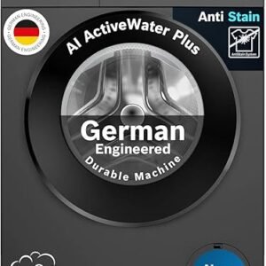 Bosch 9 kg, 5 Star, Anti Stain & AI Active Water+ Fully Automatic Front Load Washing Machine (WGA1420TIN, Pretreatment & Steam with Anti Bacteria, In-built Heater, Black Grey)