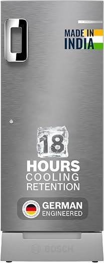 Bosch 207 L, 3 star, Direct-Cool Single Door Refrigerator | 18 Hrs Cooling Retention | 2.5X Faster Cooling | Spacious Multi Box | XL Dry Storage | SuperFreeze (2026 model, CST20S23VI, Fine Steel)