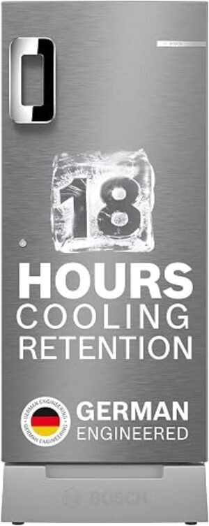 Bosch 207 L, 3 star, Direct-Cool Single Door Refrigerator | 18 Hrs Cooling Retention | 2.5X Faster Cooling | Spacious Multi Box | XL Dry Storage | SuperFreeze (2026 model, CST20S23VI, Fine Steel)