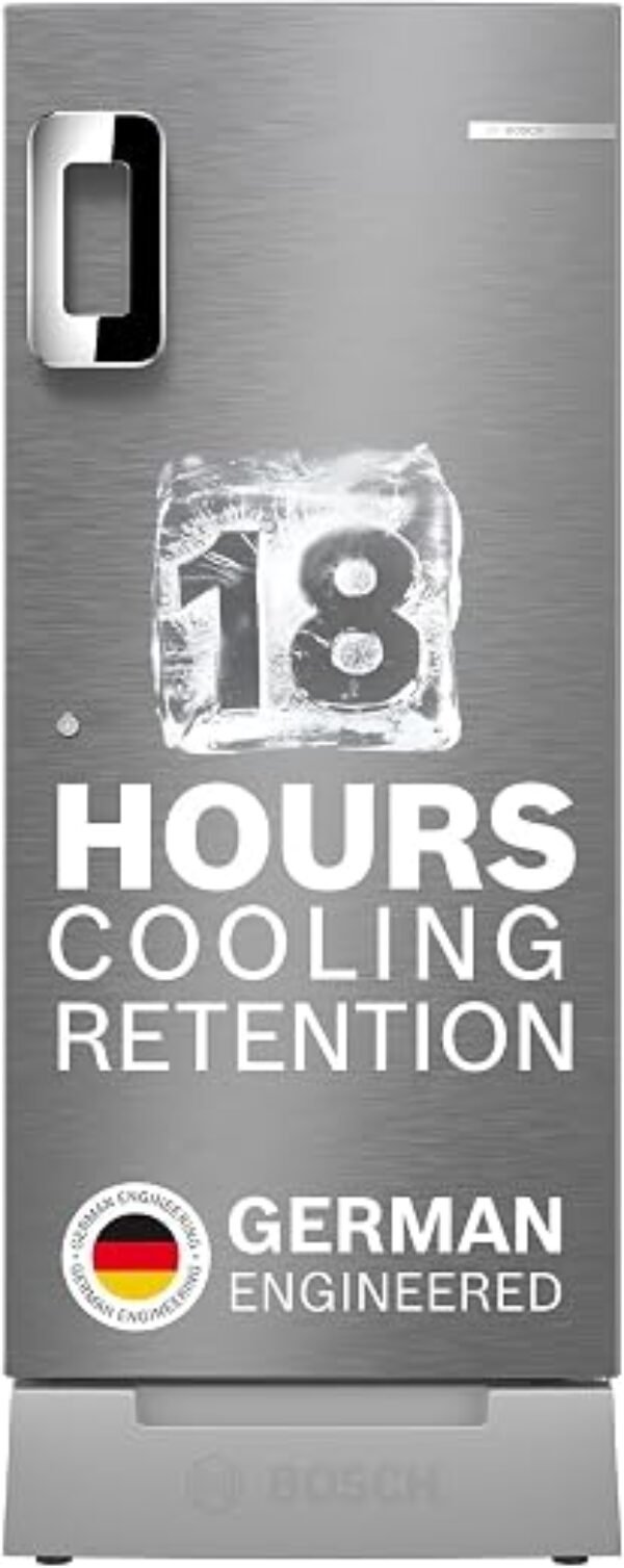 Bosch 207 L, 3 star, Direct-Cool Single Door Refrigerator | 18 Hrs Cooling Retention | 2.5X Faster Cooling | Spacious Multi Box | XL Dry Storage | SuperFreeze (2026 model, CST20S23VI, Fine Steel)