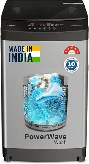 Bosch 7 kg 5 Star Fully Automatic Top Load Washing Machine,PowerWave Wash,Inbuilt Dual Lint Filter, Stainless Steel VarioDrum with 5 fin Pulsator, Water Save, Flex Drain, Dark Grey (WOE70AH0IN)
