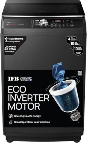 IFB 9 Kg 5 Star AI Powered Deepclean® Technology Fully Automatic Top Load Washing Machine with Inbuilt Heater(TL900NB2SID, Eco Inverter, Power Steam®, Activmix, 4 Year Machine Warranty, Noir Black)