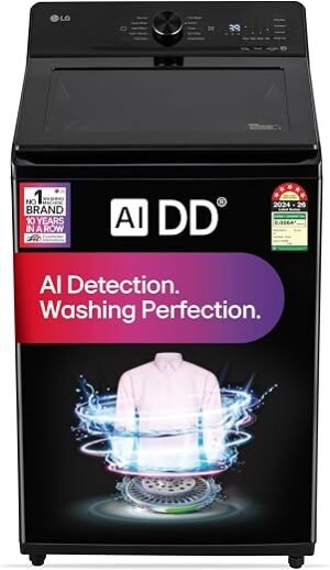 LG 10 Kg, 5 Star, AI Direct Drive Technology, Wi-Fi Enabled, Inverter DirectDrive, Fully Automatic Top Load Washing Machine (TX310NWO, Turbodrum, Hard Water Wash, Turbowash, 6 Motion DD, Onyx Black)