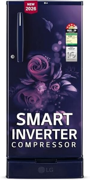 LG 185 L, 4 Star, Smart Inverter, Direct Cool Single Door Refrigerator (GLD1945ZOBE, Blue Euphoria, Base stand with Drawer)