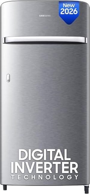 Samsung 189 L, 5 Star, Digital Inverter, Direct-Cool Single Door Refrigerator (RR21H2G25S8/HL, Silver, Elegant Inox, Single Touch Defrost, 2026 Model)