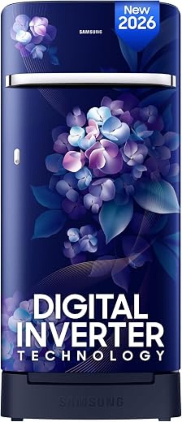 Samsung 215 L, 5 Star, Digital Inverter, Direct-Cool Single Door Refrigerator (RR23H2H35HS/HL, Hydrangea Blue, Base Stand Drawer, Single Touch Defrost, 2026 Model)