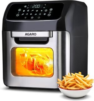 AGARO Regency Air Fryer For Home, 12L, Family Rotisserie Oven, 1800W, 9 Preset Menu, Electric Air Fryer Toaster Oven, Digital Display, Bake, Roast, Toast, Defrost, Silver.