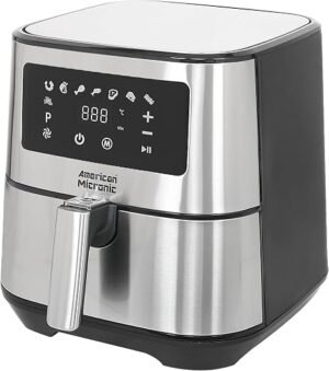AMERICAN MICRONIC® 6.5 L Digital Air Fryer | 1700W TurboTunnel Fresh Air Technology | 200 °C Max Temp | 60-Min Timer | 8 One-Touch Preset Menus | Healthy Oil-Free Cooking