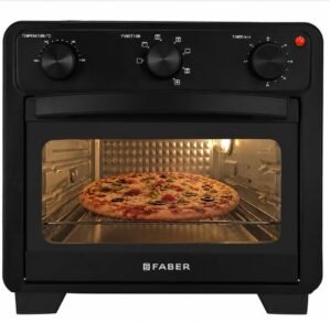 Faber AirOven 24L 1500W| View Window | Bake Tray, Tray Handle & Crumb Tray| Dishwasher safe removable parts | 5 Preset Auto Program | 3 Rack Positions| Roast, Fry, Toast, Defrost| FAO CrispX Pro 24 BK