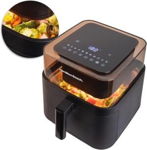 Hamilton Beach Digital Air fryer 7.2L with 100% Toxin Free Silicone Coating, Tested on 138 parameters for Metals, Odour & Microplastics, No PTFE, PFAS, PFOA & BPA, 360° Top View, Dehydrate