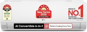 LG 1.5 Ton 5 Star, Smart Inverter Split AC (100% Copper Condenser, AI Convertible 6in1,VIRAAT Mode, Faster Cooling & Energy Saving, 4 Way Swing, HD Filter, AS-Q19YNZE1,White)
