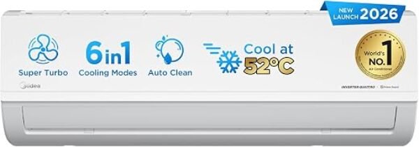 Midea 1.5 Ton 3 Star Inverter Split AC, 6-in-1, MAI18SD3R36F1