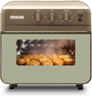 NESTER Full Stack Steamlock™ SS430 Stainless Steel Air Fryer Oven 16L | 2000 W Steam + Air Fry | Multi-Function-Air Fryer, Reheat, Bake, Toast | Adjustable Temperature & Timer - Dalgona Brown
