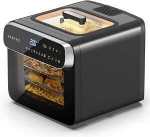 VANTRO 13L Digital Air Fryer Oven | 1800W | Top Glass Viewing Window | 360° Rapid Air Technology | Rotisserie, Bake, Grill, Roast | LED Touch Control | 6 Accessories